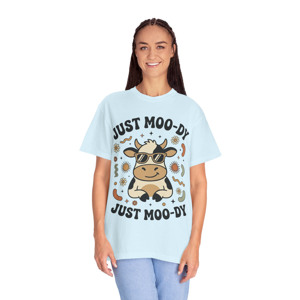 Just Moo-dy Cow T-Shirt — Cute Retro Cow Graphic Tee