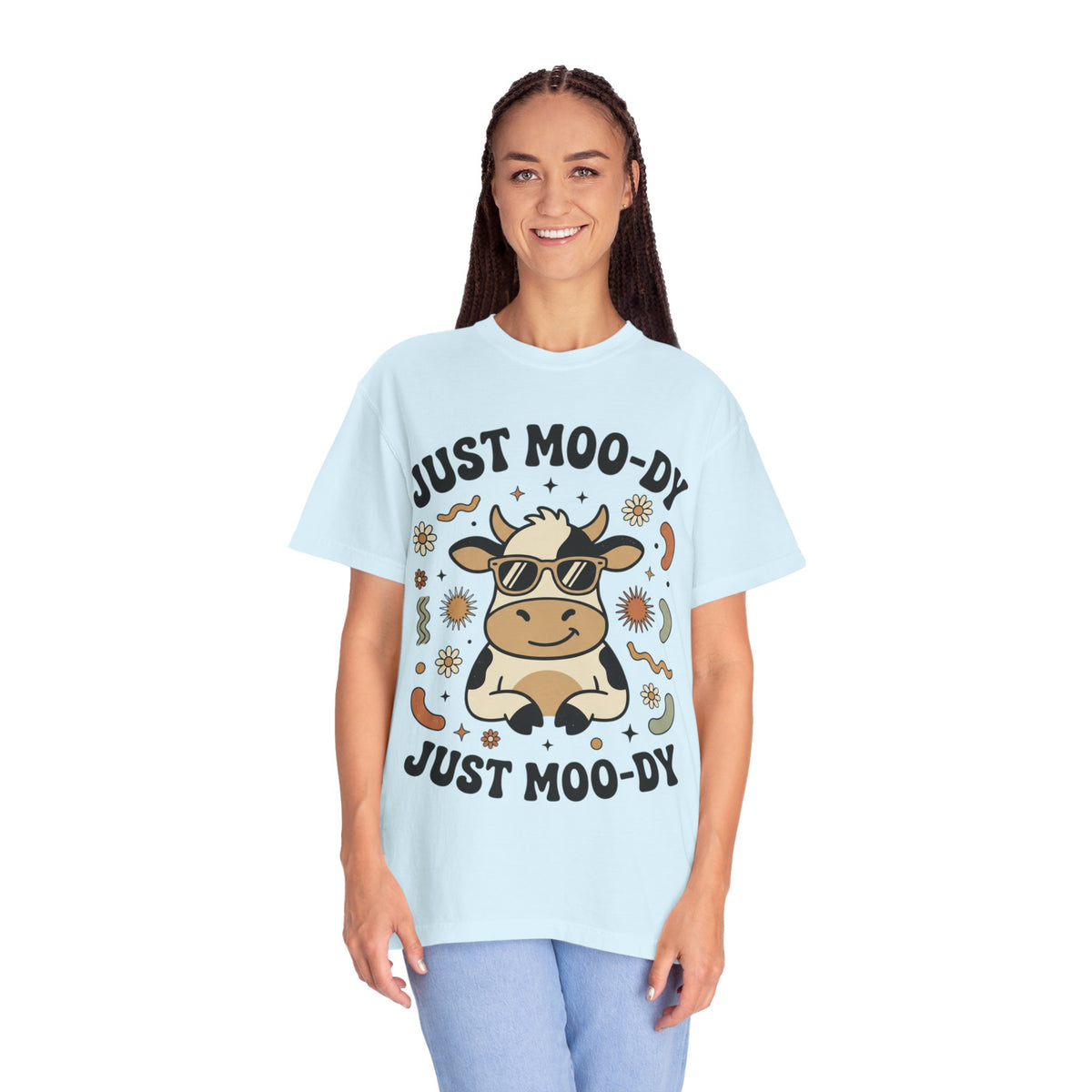 Just Moo-dy Cow T-Shirt — Cute Retro Cow Graphic Tee
