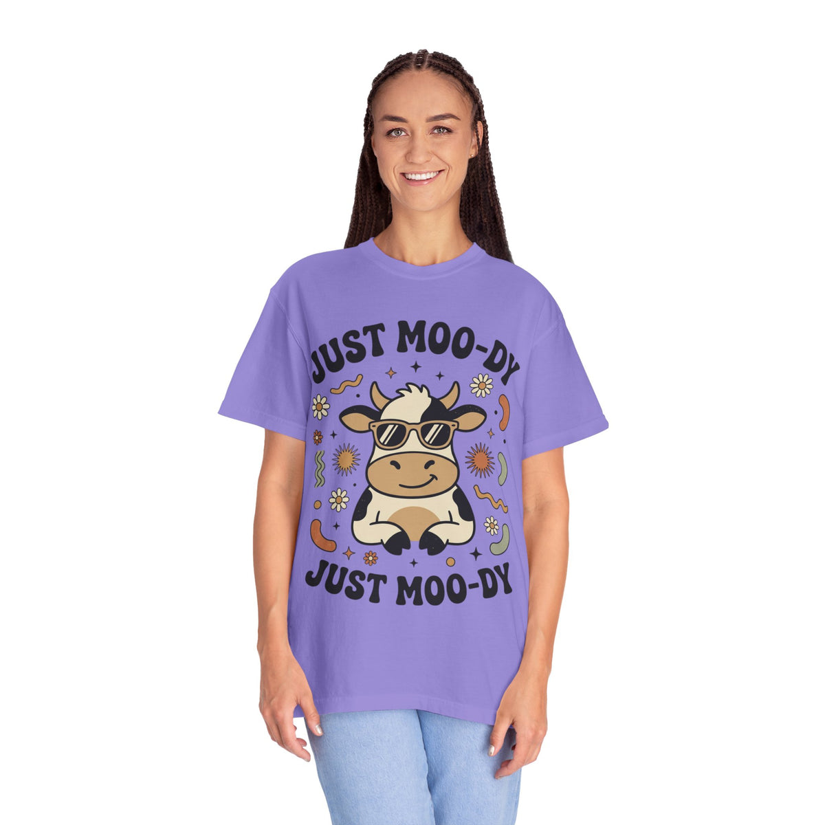 Just Moo-dy Cow T-Shirt — Cute Retro Cow Graphic Tee