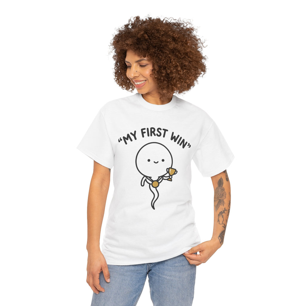 My First Win T-Shirt — Cute Sperm Trophy Graphic Tee
