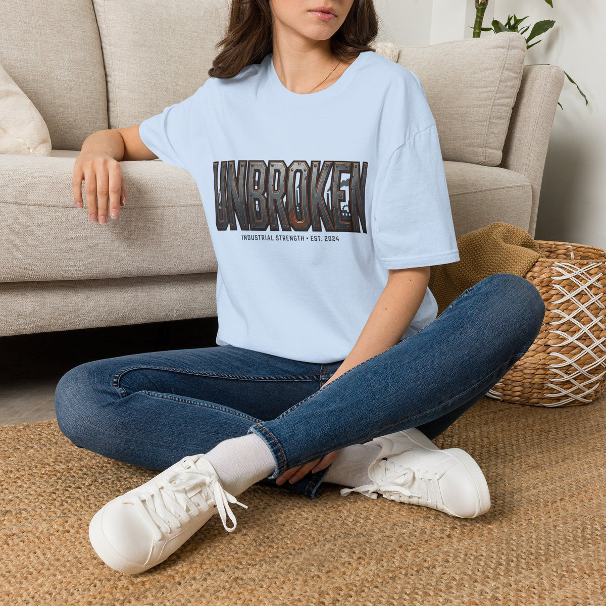 Unbroken Industrial Strength Graphic T‑Shirt — 'UNBROKEN' Bold Chest Design