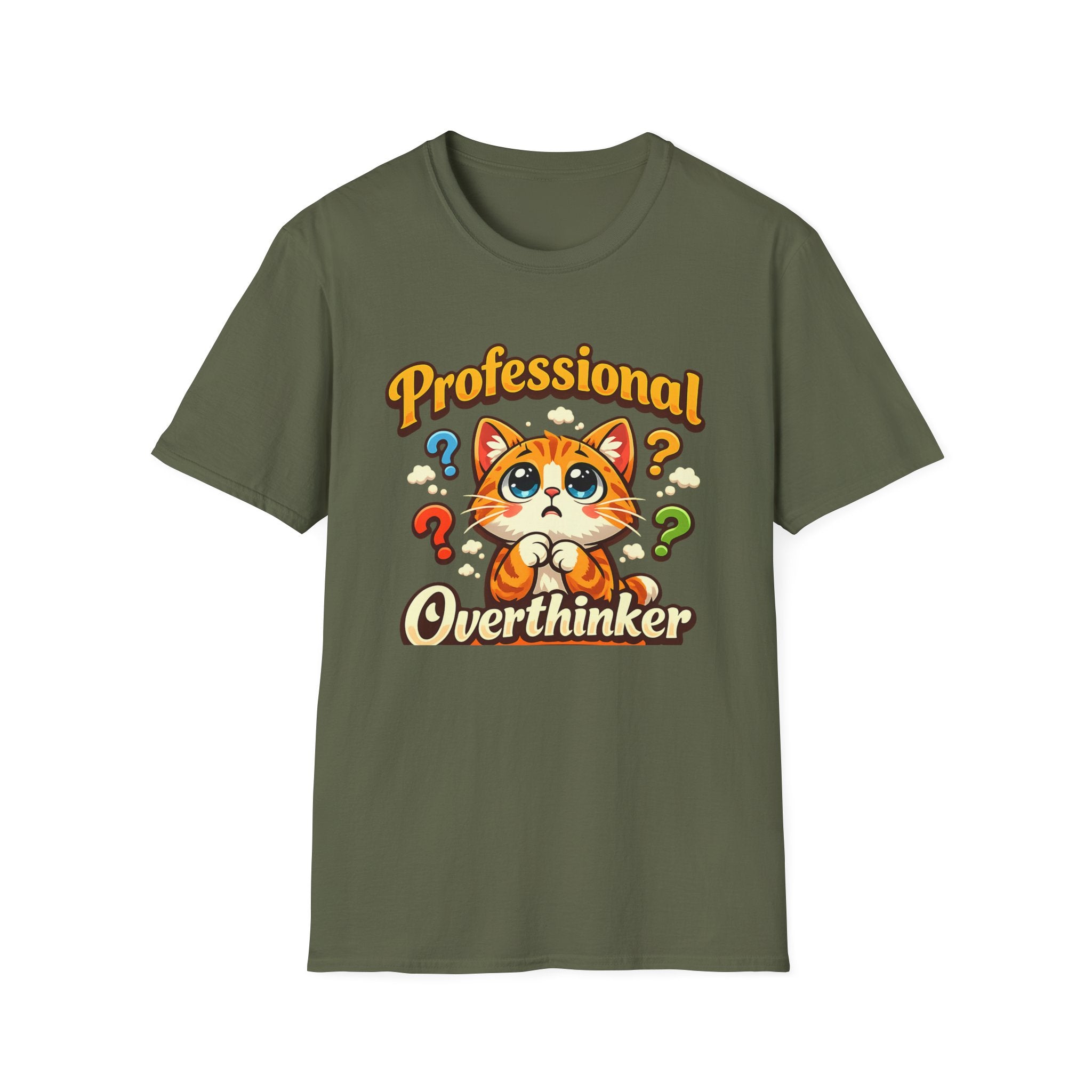 T-Shirt — "Professional Overthinker" Cute Cat Graphic