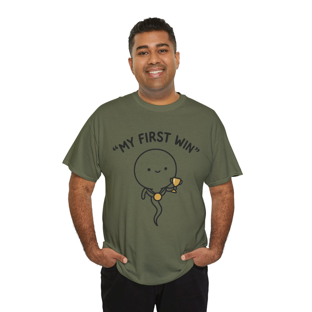 My First Win T-Shirt — Cute Sperm Trophy Graphic Tee