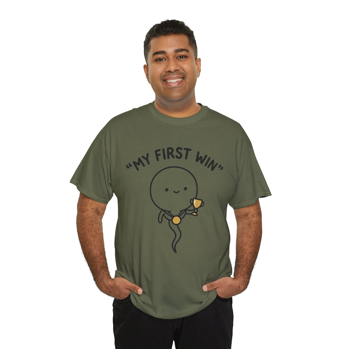 My First Win T-Shirt — Cute Sperm Trophy Graphic Tee