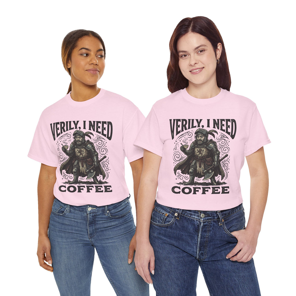 Coffee Viking T‑Shirt — “Verily, I Need Coffee” Medieval Warrior Tee