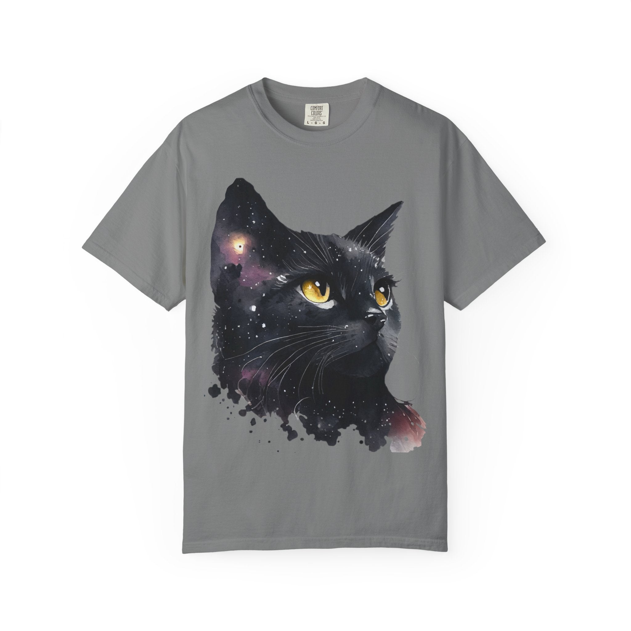 Galaxy Black Cat T-Shirt — Cosmic Cat Portrait Tee