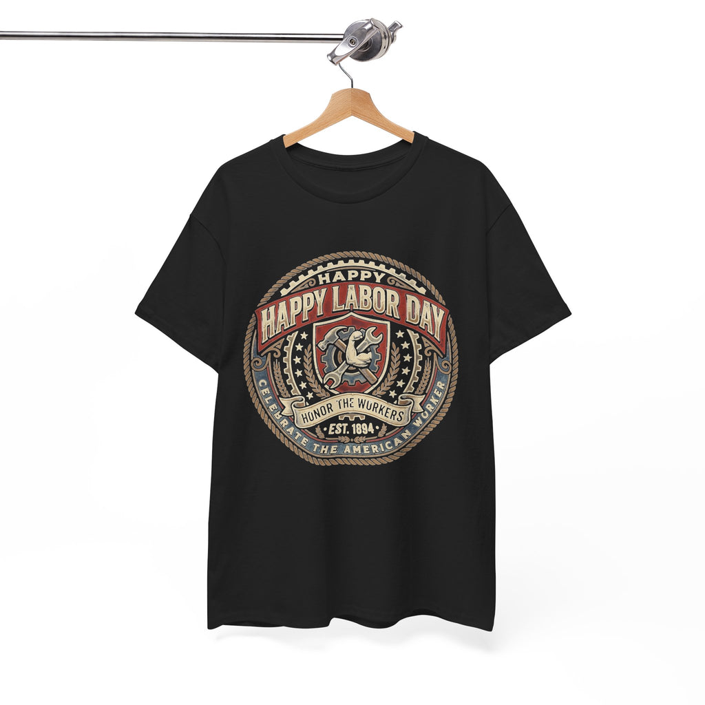 Happy Labor Day Tee – Vintage American Workers Emblem Shirt