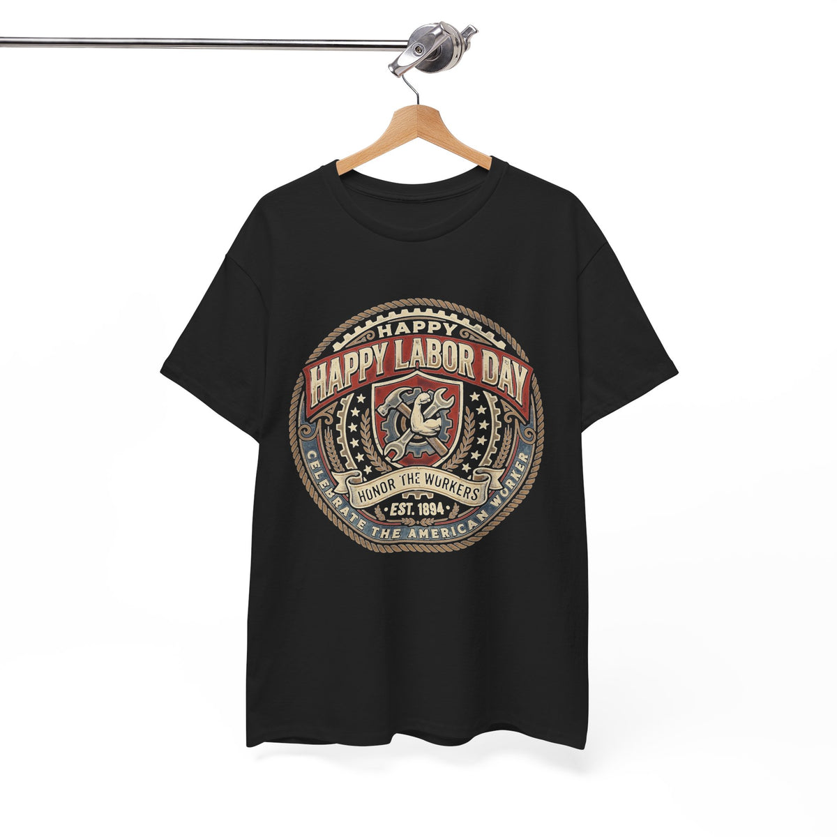 Happy Labor Day Tee – Vintage American Workers Emblem Shirt
