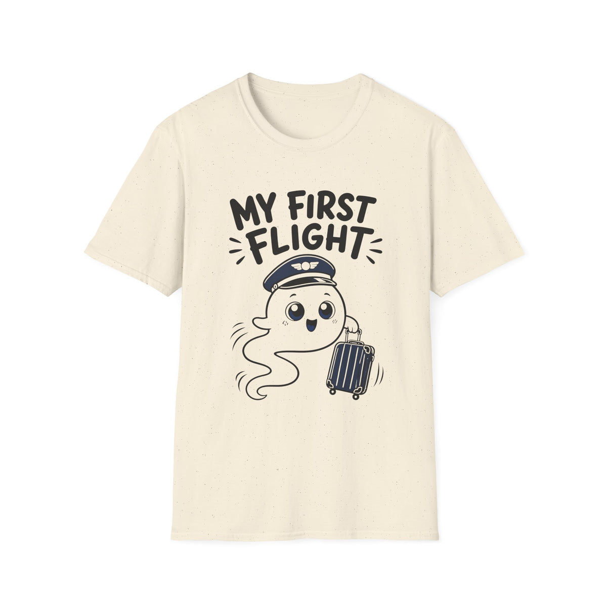 My First Flight T-Shirt — Cute Baby/Infant Travel Tee (Pilot Hat Ghost Design)
