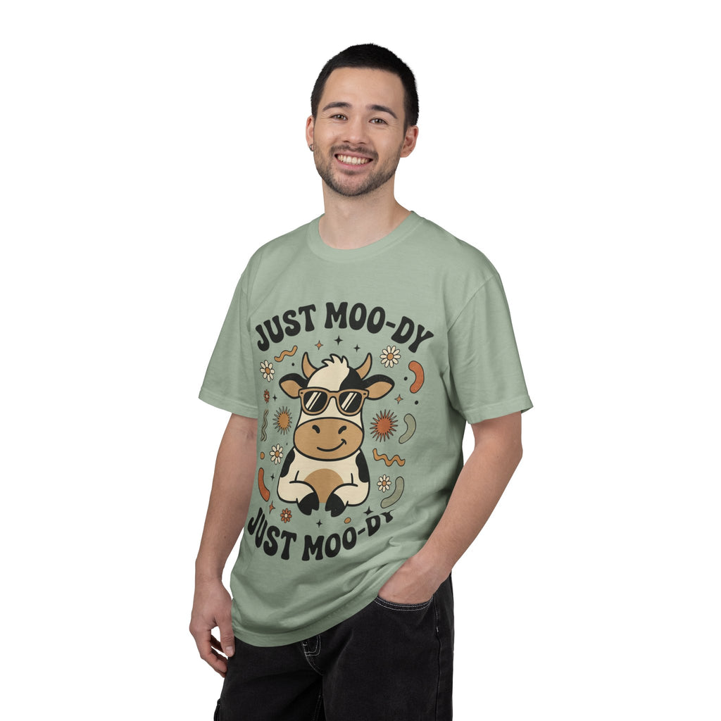 Just Moo-dy Cow T-Shirt — Cute Retro Cow Graphic Tee