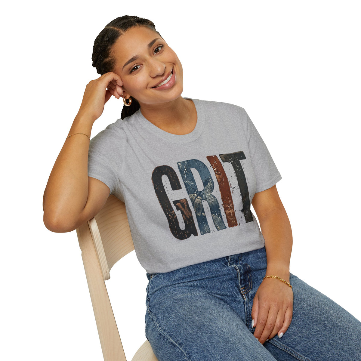 Grit Graphic T-Shirt — Rustic Patriotic Stripes Motivational Tee