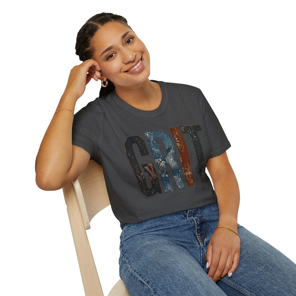 Grit Graphic T-Shirt — Rustic Patriotic Stripes Motivational Tee