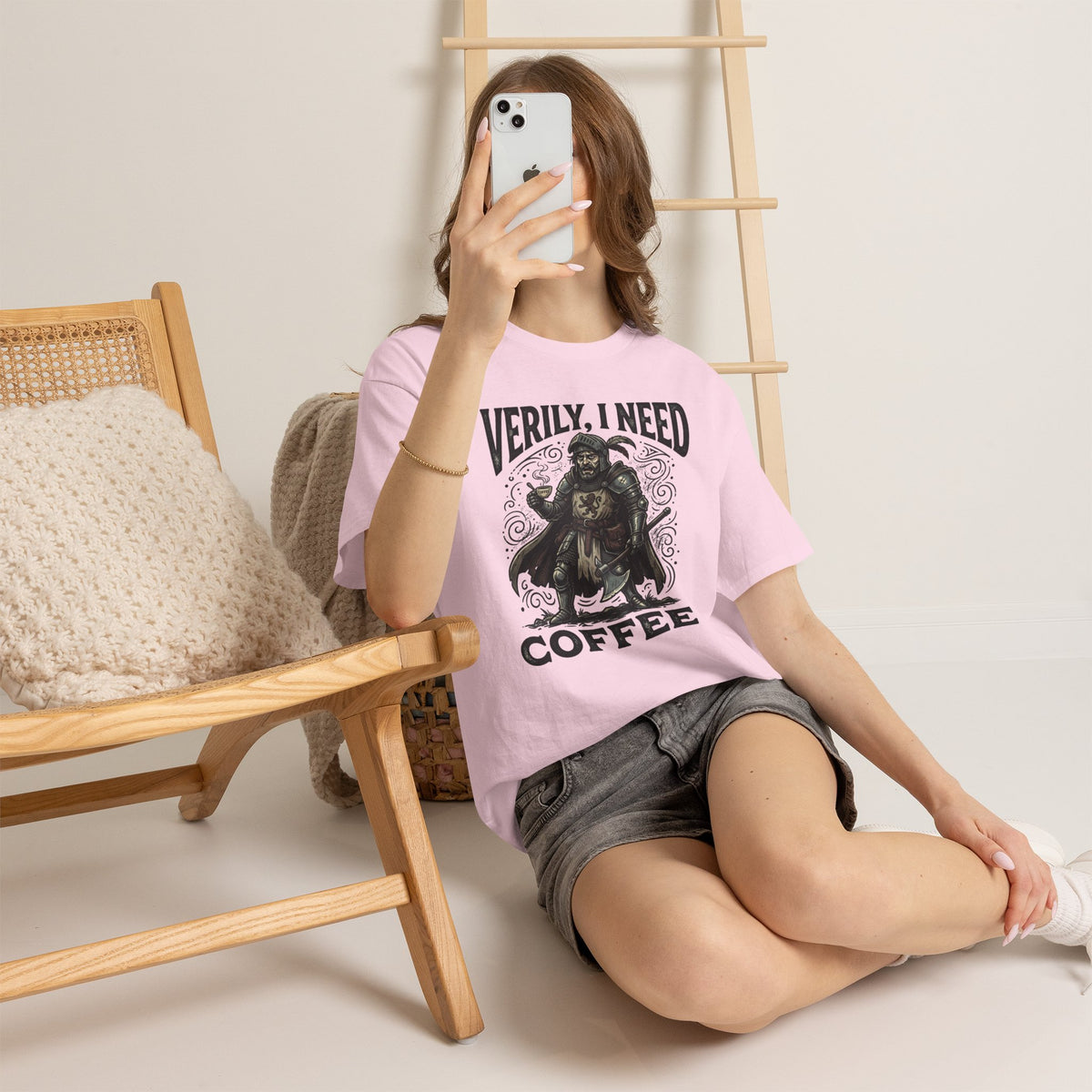 Coffee Viking T‑Shirt — “Verily, I Need Coffee” Medieval Warrior Tee