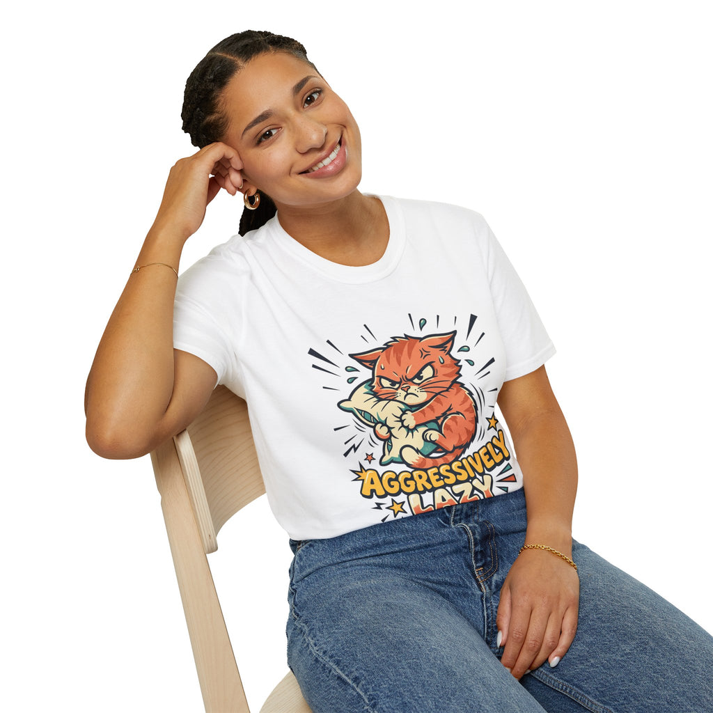 T-Shirt — Aggressively Lazy Cat Graphic Tee