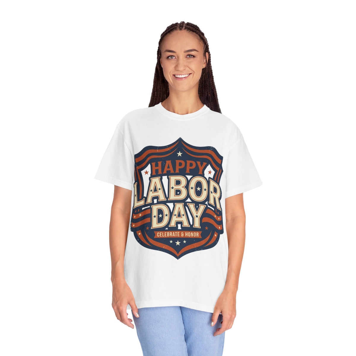 Happy Labor Day 'Celebrate & Honor' Shield Graphic T-Shirt