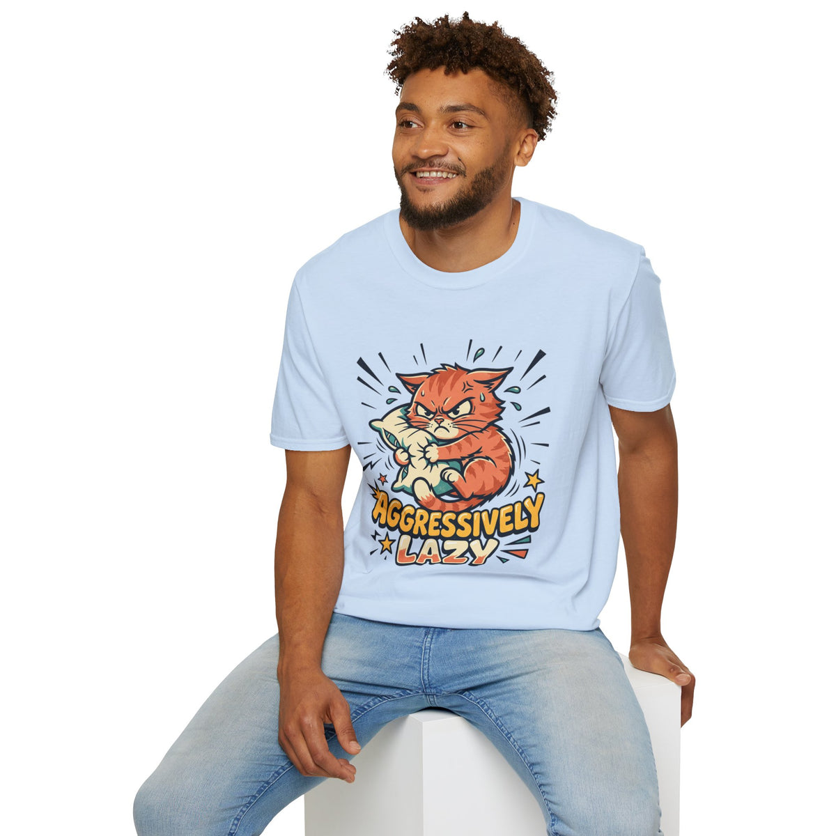 T-Shirt — Aggressively Lazy Cat Graphic Tee
