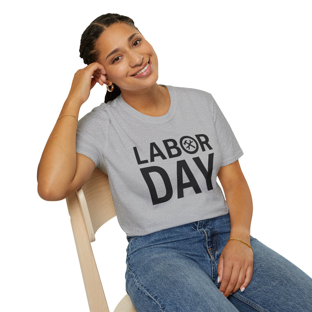 Labor Day Tools Graphic T-Shirt — Bold 'Labor Day' Text with Wrench & Hammer