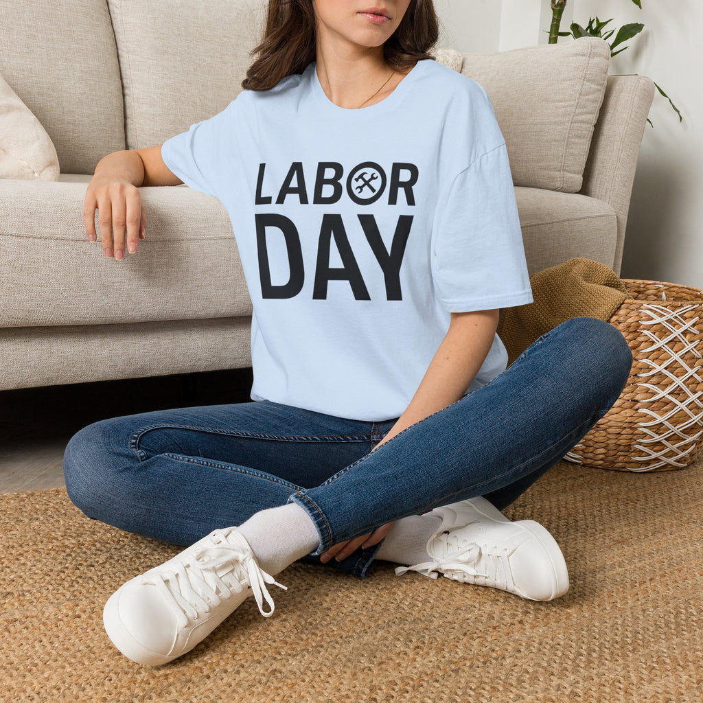 Labor Day Tools Graphic T-Shirt — Bold 'Labor Day' Text with Wrench & Hammer