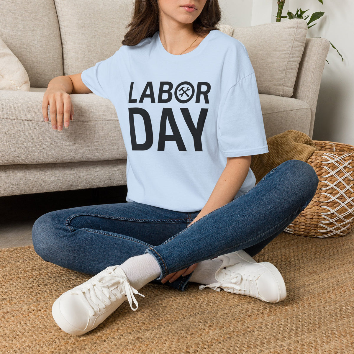 Labor Day Tools Graphic T-Shirt — Bold 'Labor Day' Text with Wrench & Hammer