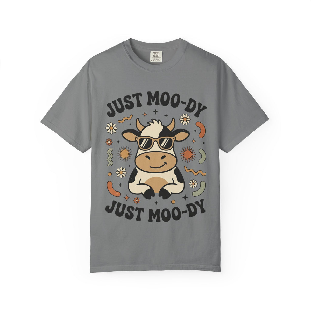 Just Moo-dy Cow T-Shirt — Cute Retro Cow Graphic Tee