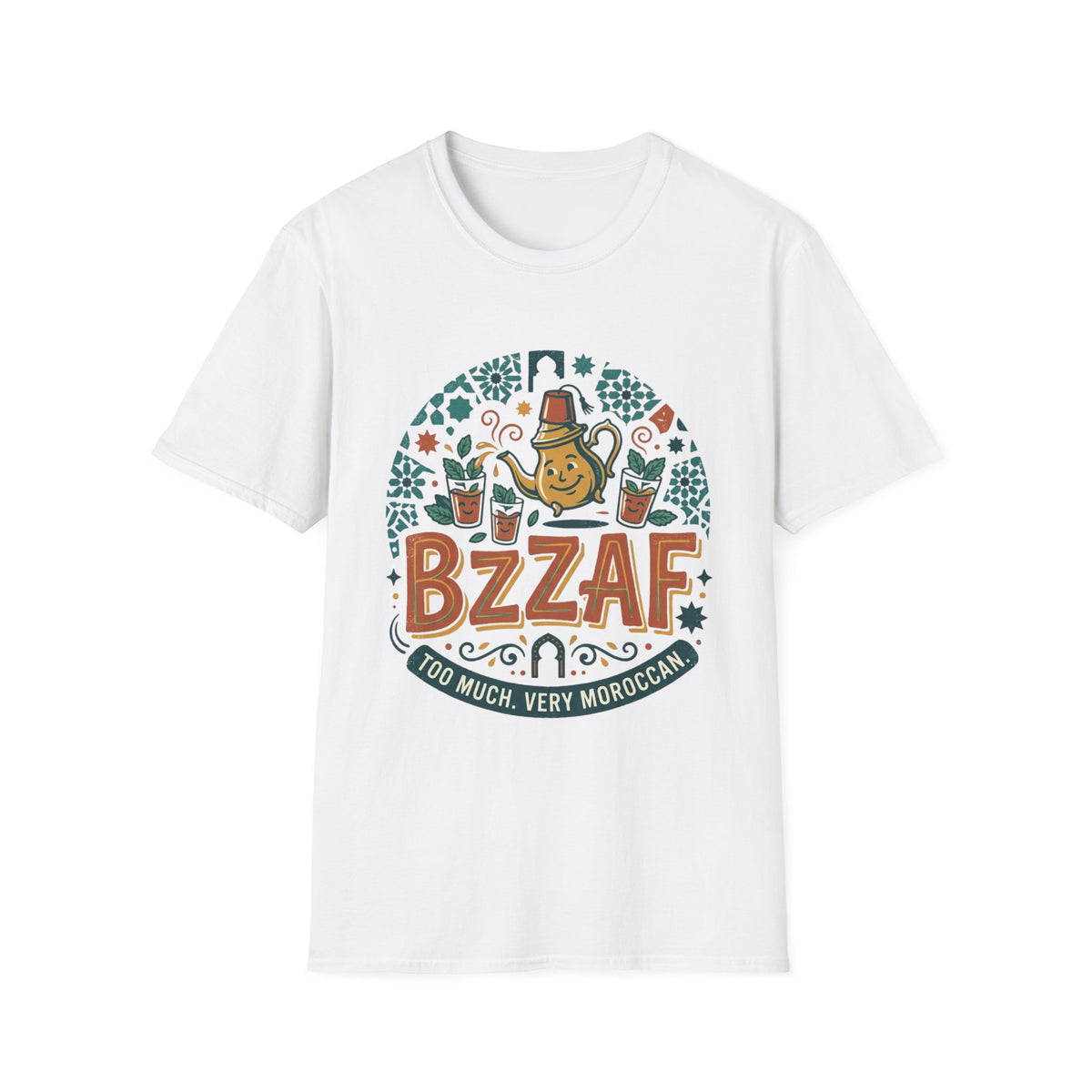T-Shirt — Bzzaf Moroccan Tea Graphic Tee (funny ‘BZZAF’ design)