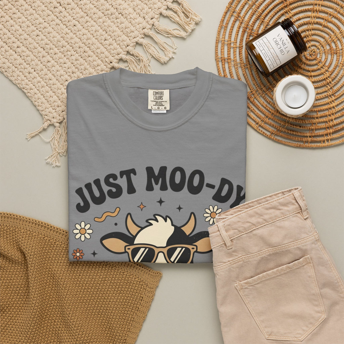 Just Moo-dy Cow T-Shirt — Cute Retro Cow Graphic Tee