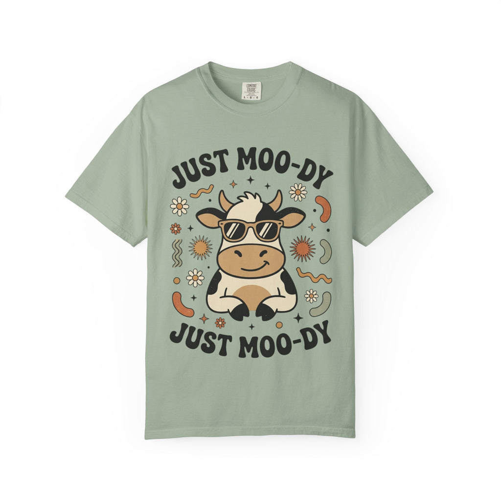 Just Moo-dy Cow T-Shirt — Cute Retro Cow Graphic Tee