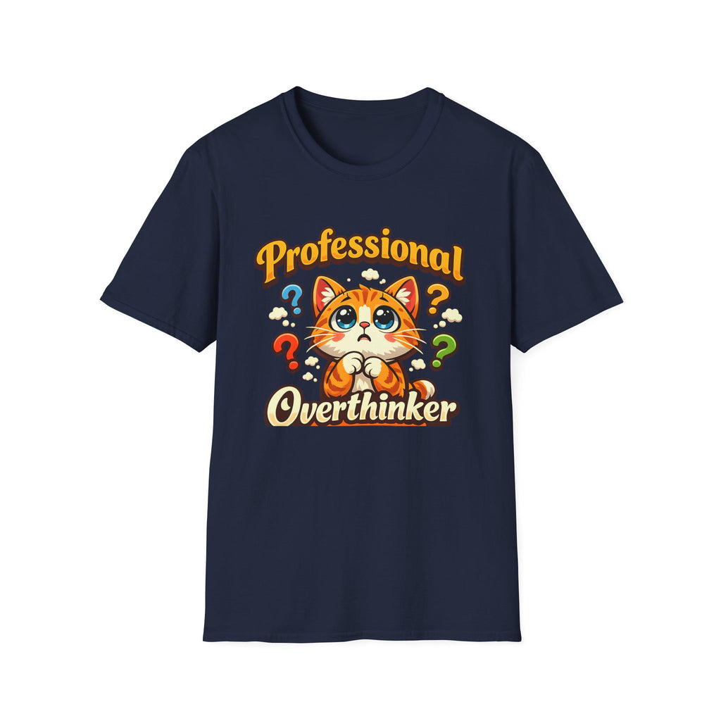 T-Shirt — "Professional Overthinker" Cute Cat Graphic