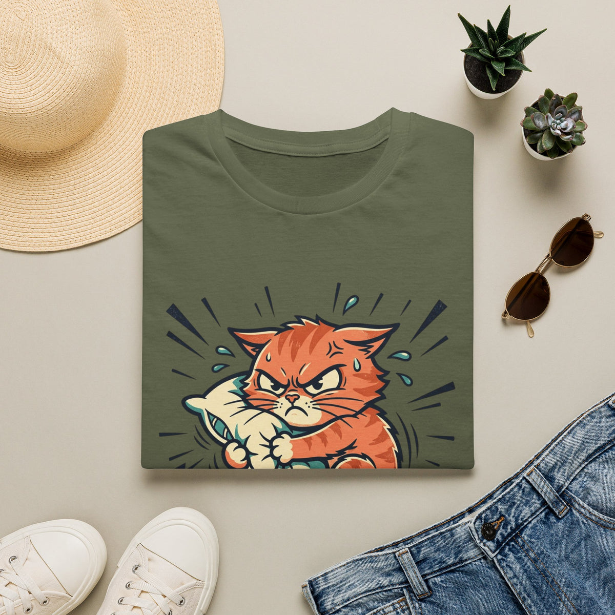 T-Shirt — Aggressively Lazy Cat Graphic Tee