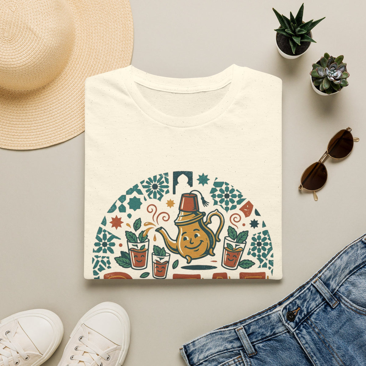T-Shirt — Bzzaf Moroccan Tea Graphic Tee (funny ‘BZZAF’ design)