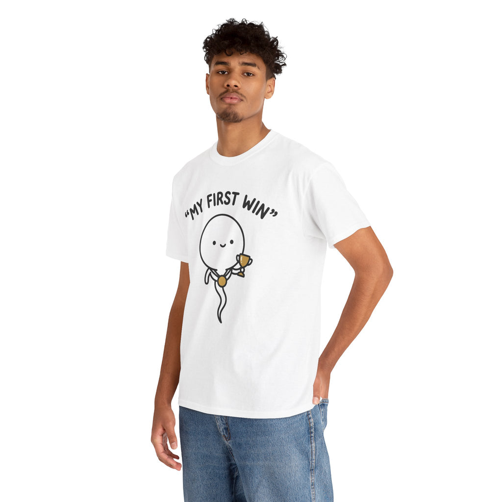 My First Win T-Shirt — Cute Sperm Trophy Graphic Tee
