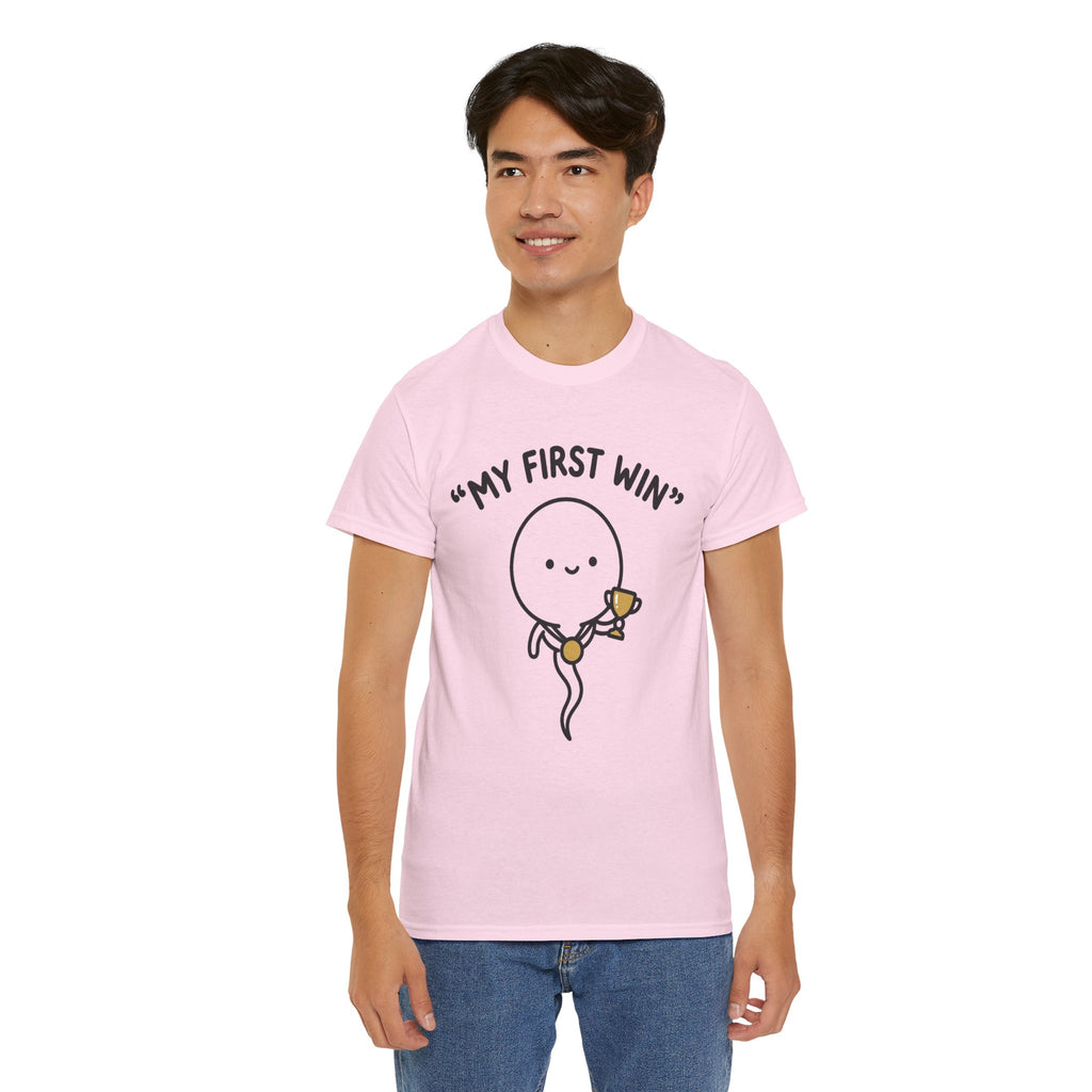 My First Win T-Shirt — Cute Sperm Trophy Graphic Tee