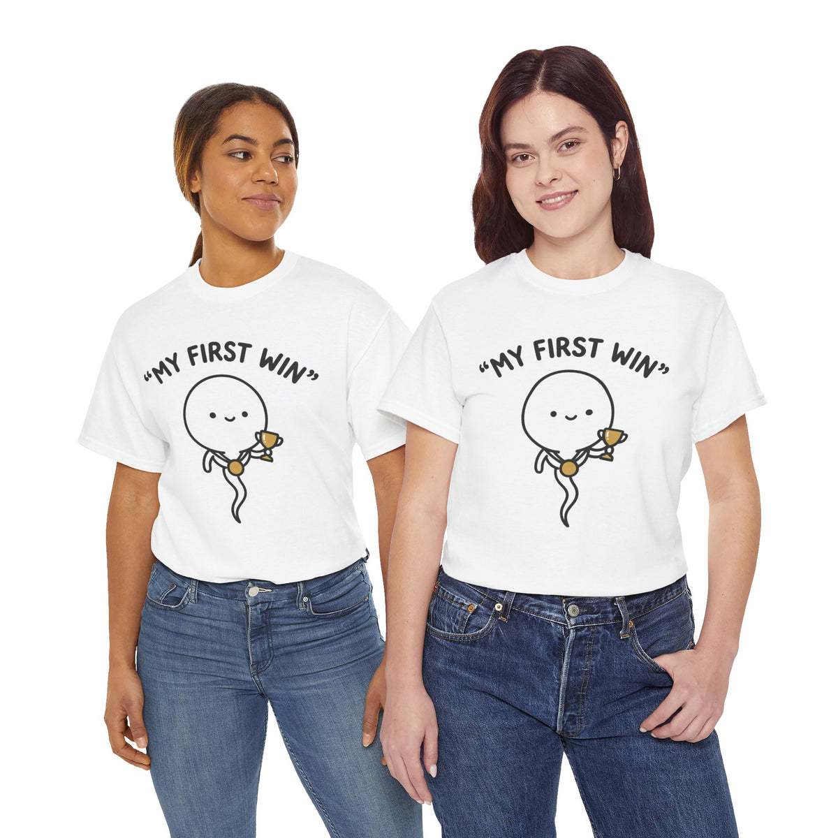 My First Win T-Shirt — Cute Sperm Trophy Graphic Tee