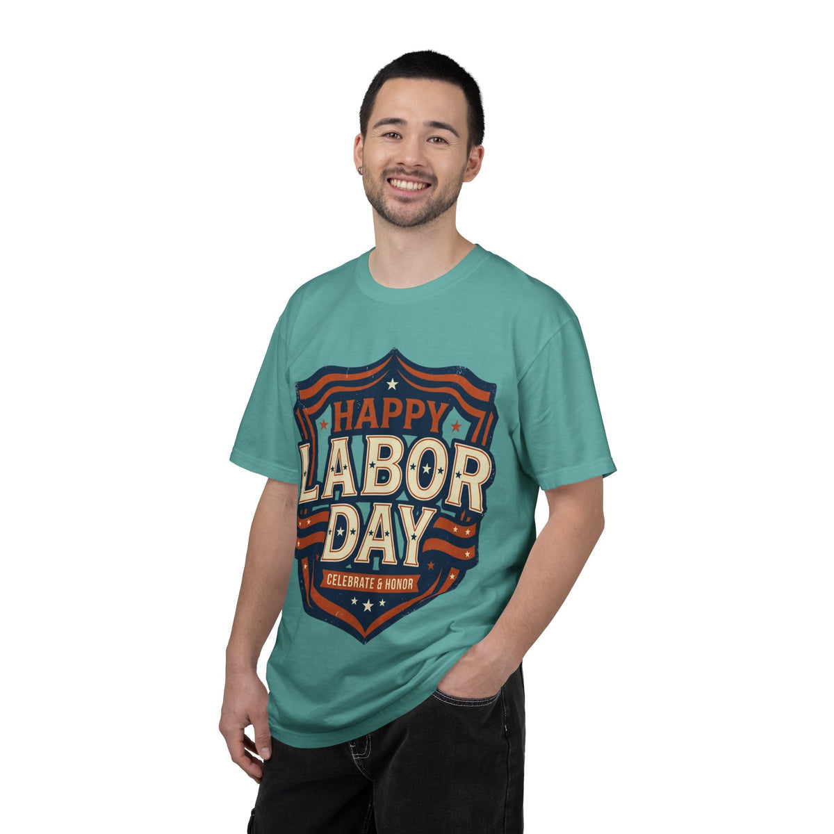 Happy Labor Day 'Celebrate & Honor' Shield Graphic T-Shirt