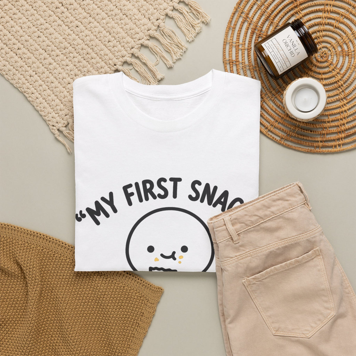 My First Snack Cute Sperm Graphic Tee — Funny Pregnancy Announcement Shirt