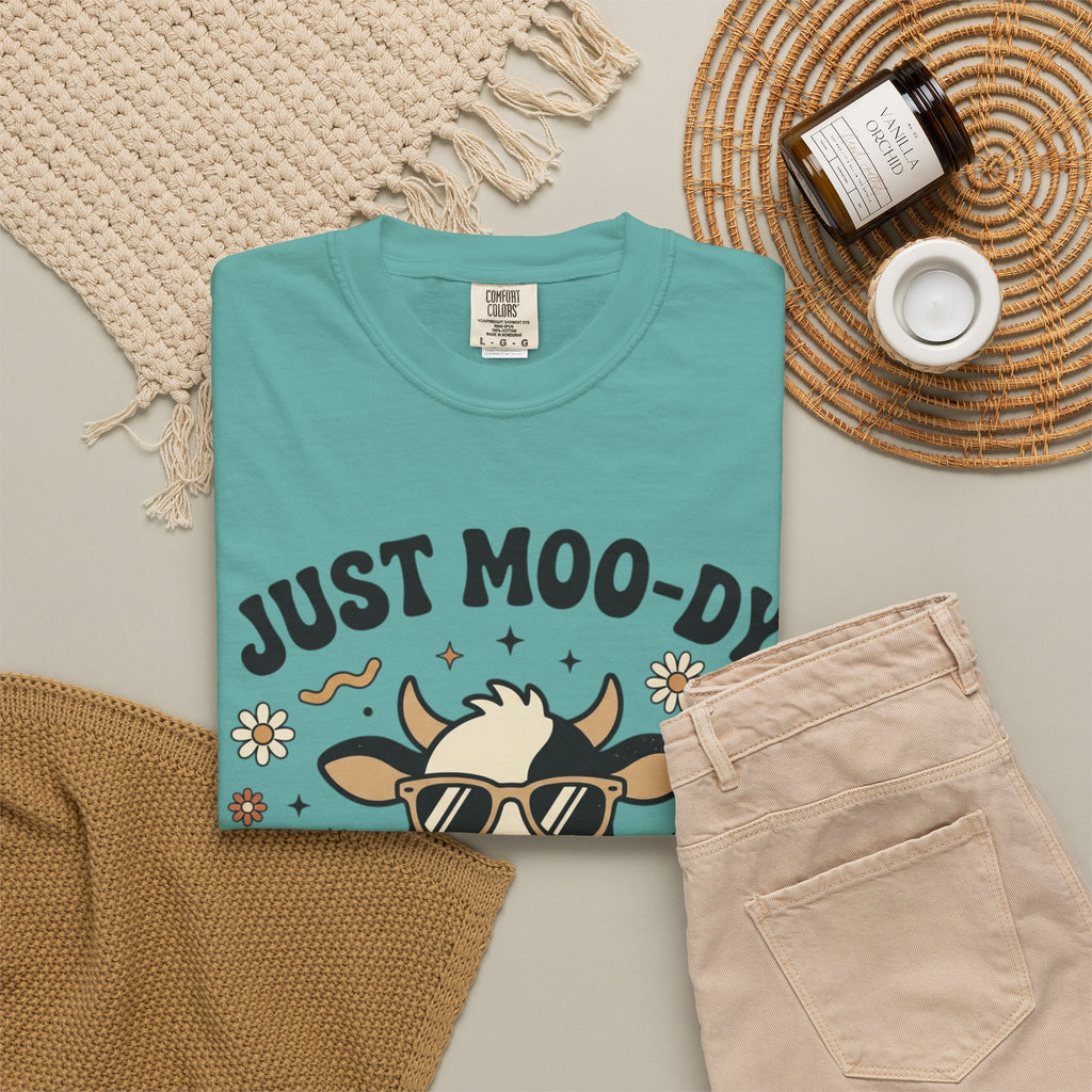 Just Moo-dy Cow T-Shirt — Cute Retro Cow Graphic Tee