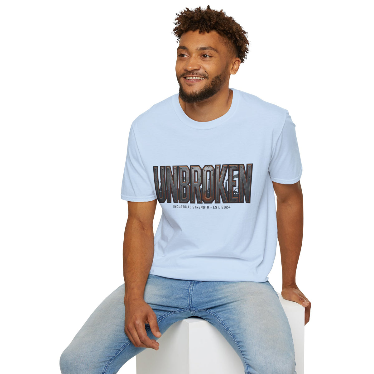 Unbroken Industrial Strength Graphic T‑Shirt — 'UNBROKEN' Bold Chest Design
