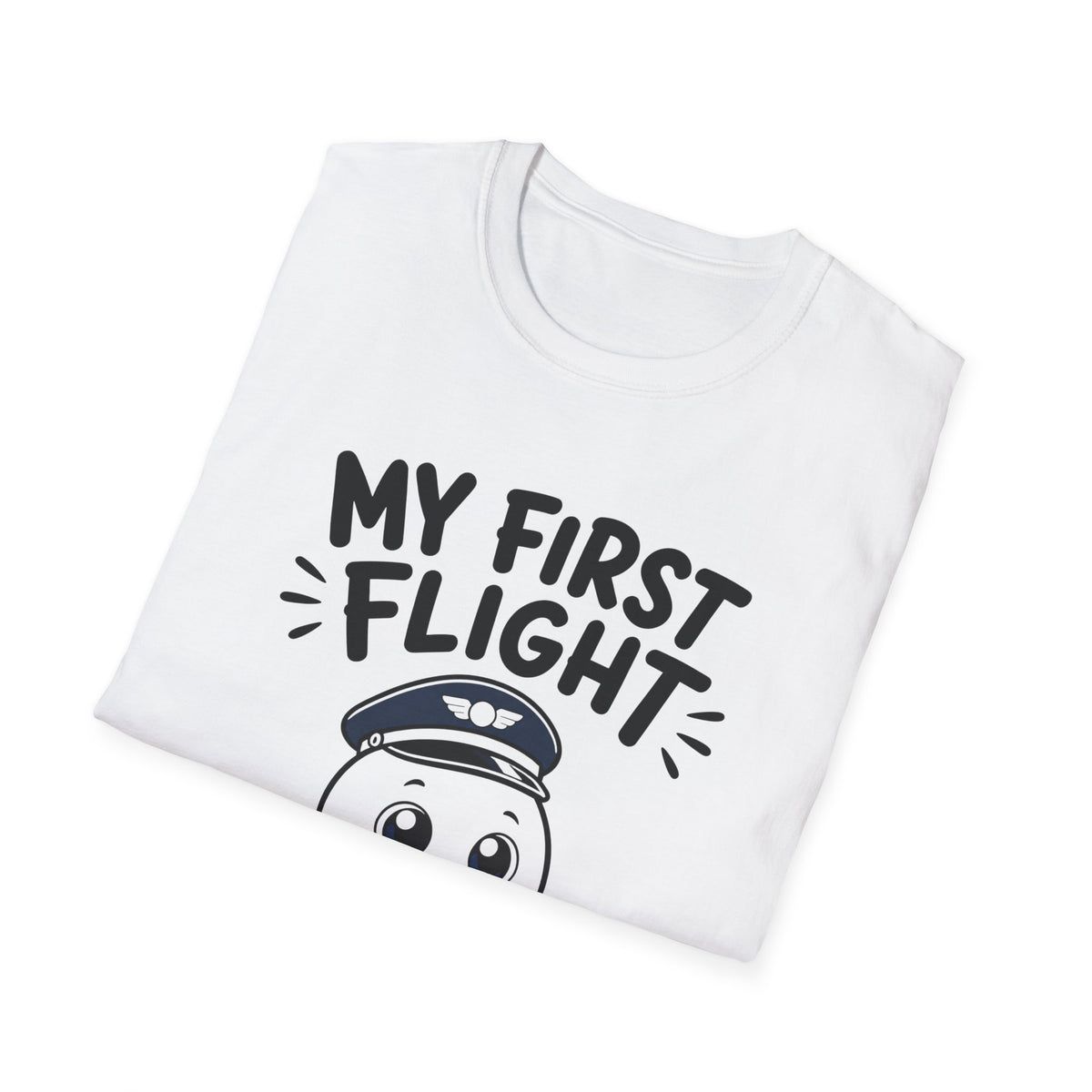 My First Flight T-Shirt — Cute Baby/Infant Travel Tee (Pilot Hat Ghost Design)