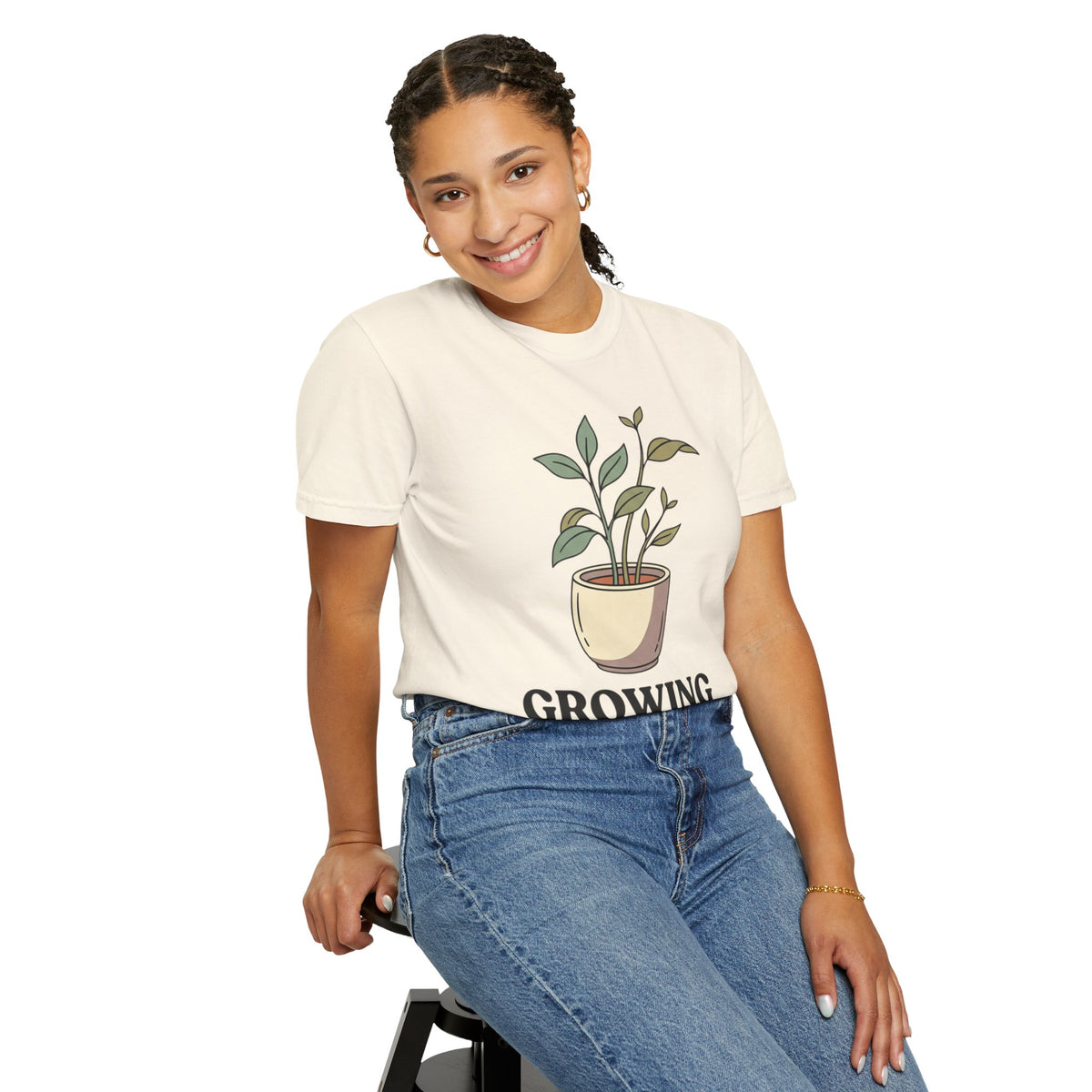 Growing Through It Plant Tee — Self Growth Graphic T-Shirt