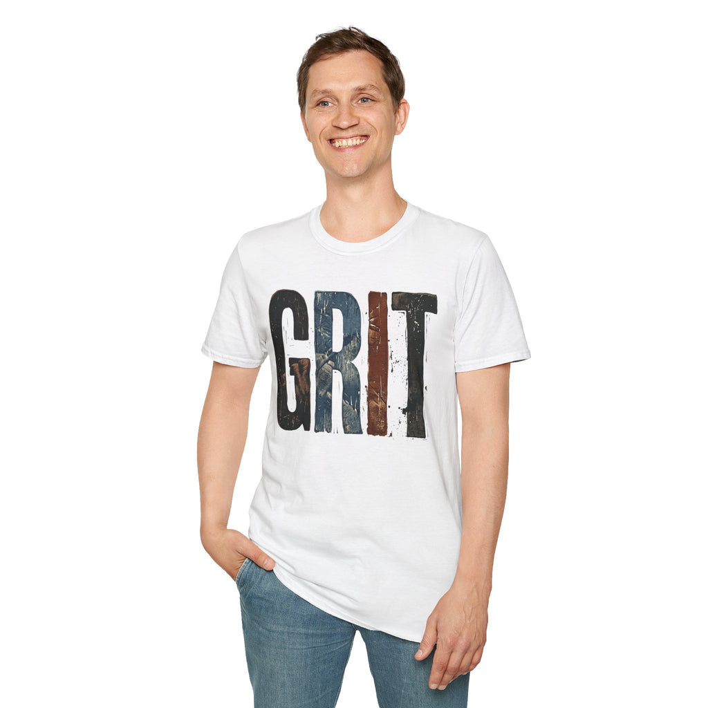 Grit Graphic T-Shirt — Rustic Patriotic Stripes Motivational Tee