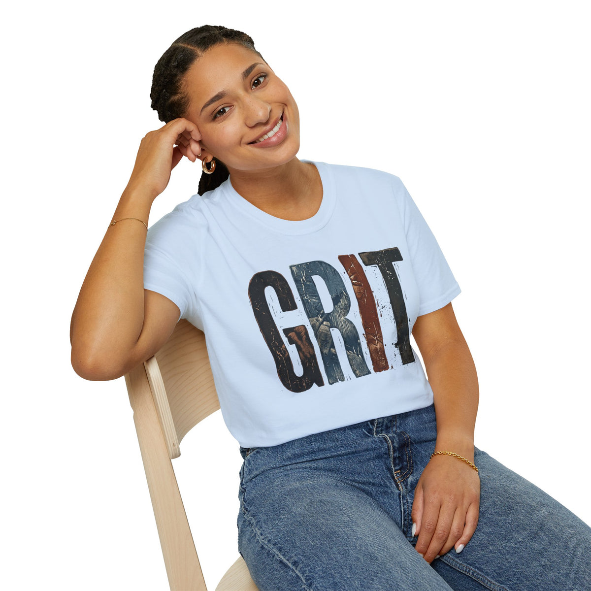 Grit Graphic T-Shirt — Rustic Patriotic Stripes Motivational Tee