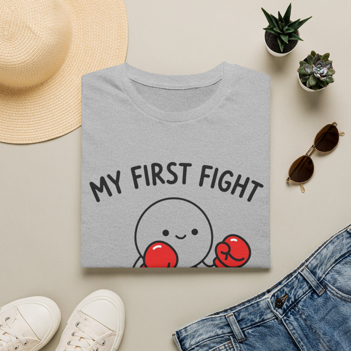 My First Fight T‑Shirt — Cute Boxing Sperm Fertility Humor Gift