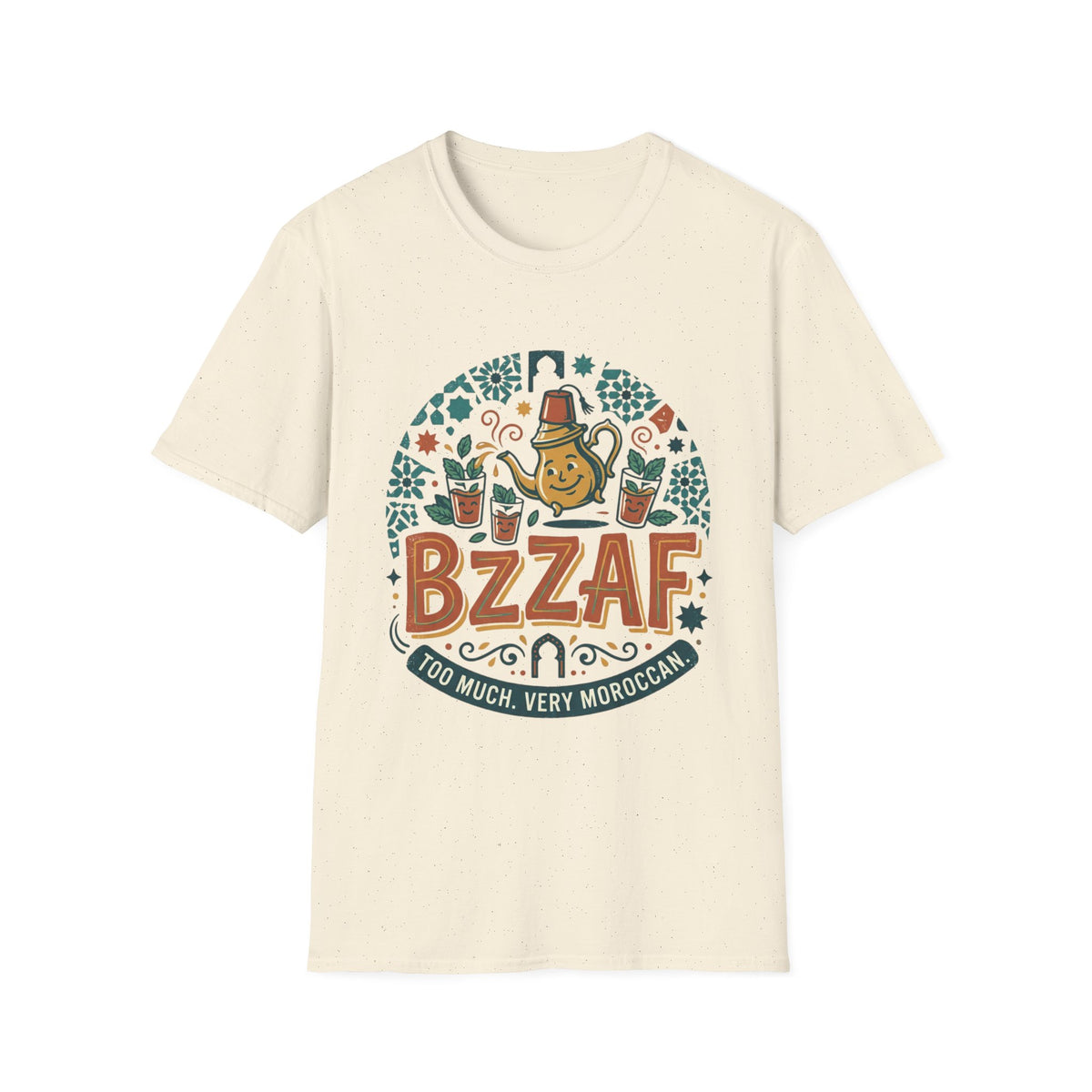 T-Shirt — Bzzaf Moroccan Tea Graphic Tee (funny ‘BZZAF’ design)