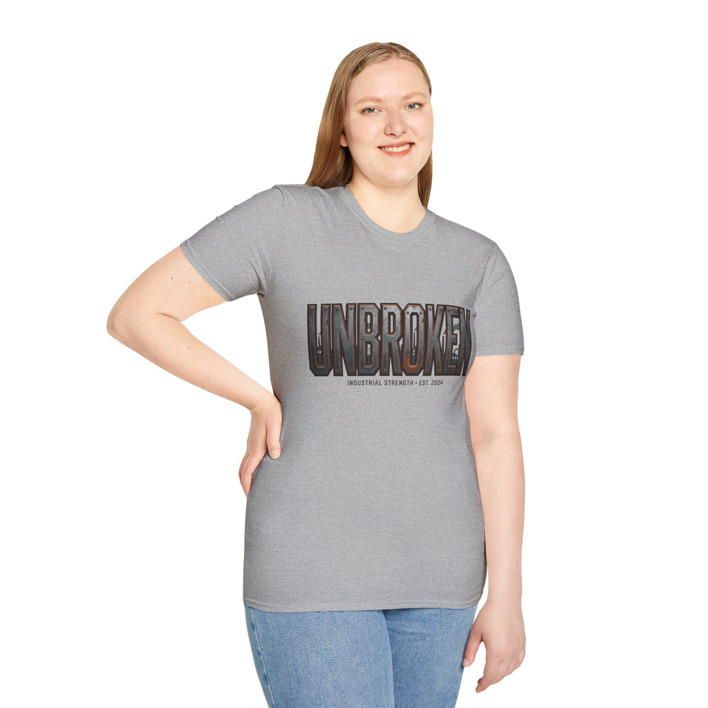 Unbroken Industrial Strength Graphic T‑Shirt — 'UNBROKEN' Bold Chest Design