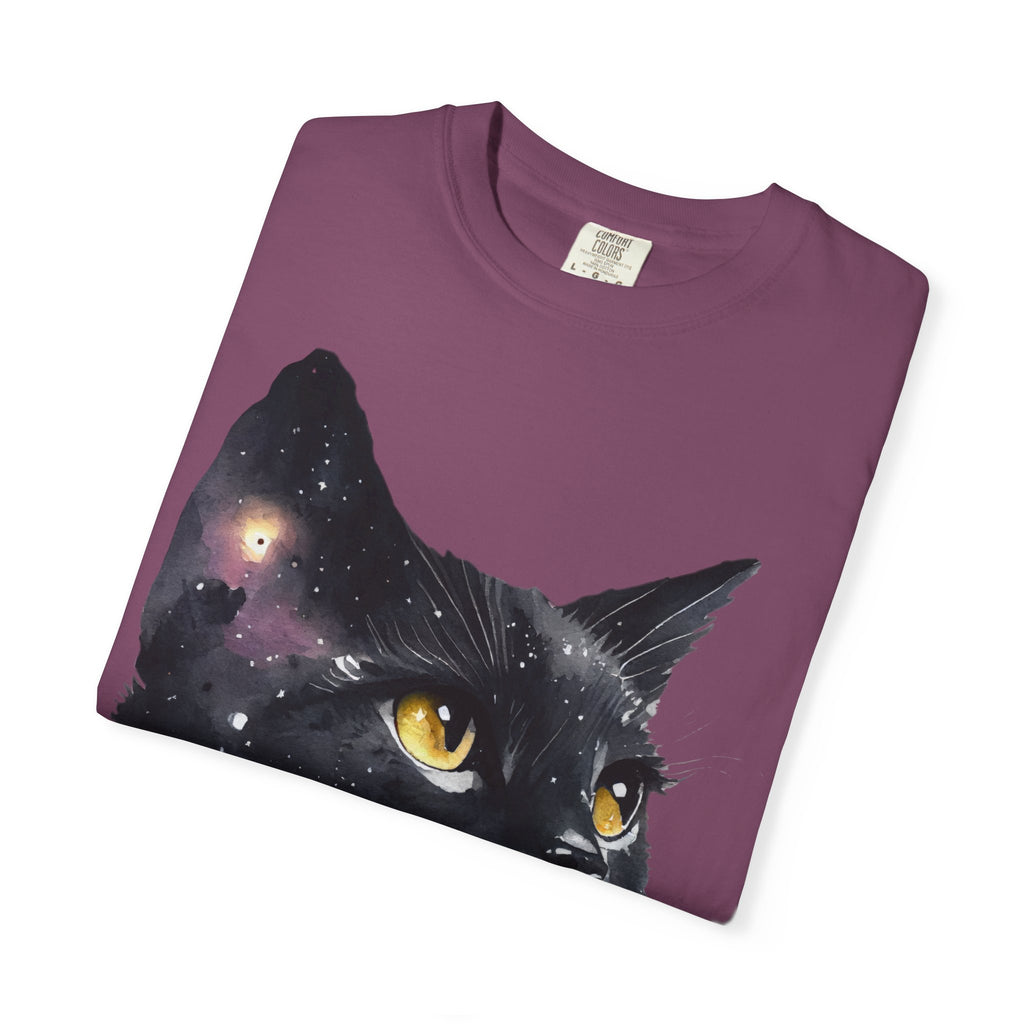 Galaxy Black Cat T-Shirt — Cosmic Cat Portrait Tee