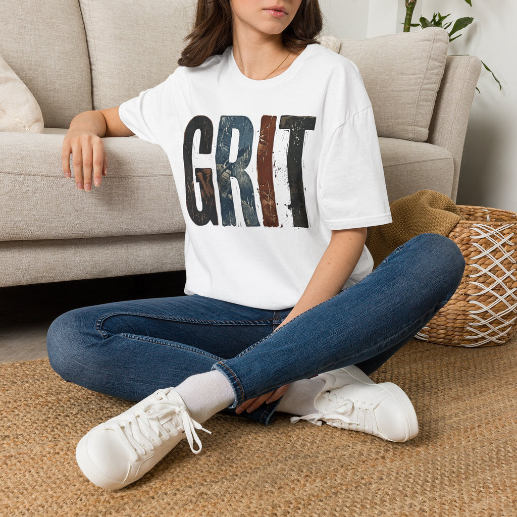 Grit Graphic T-Shirt — Rustic Patriotic Stripes Motivational Tee