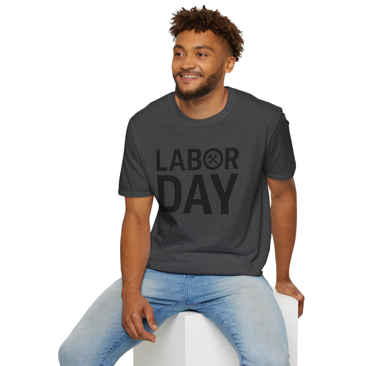 Labor Day Tools Graphic T-Shirt — Bold 'Labor Day' Text with Wrench & Hammer