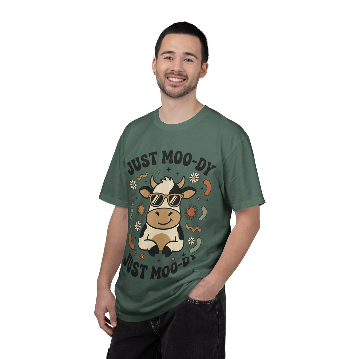 Just Moo-dy Cow T-Shirt — Cute Retro Cow Graphic Tee