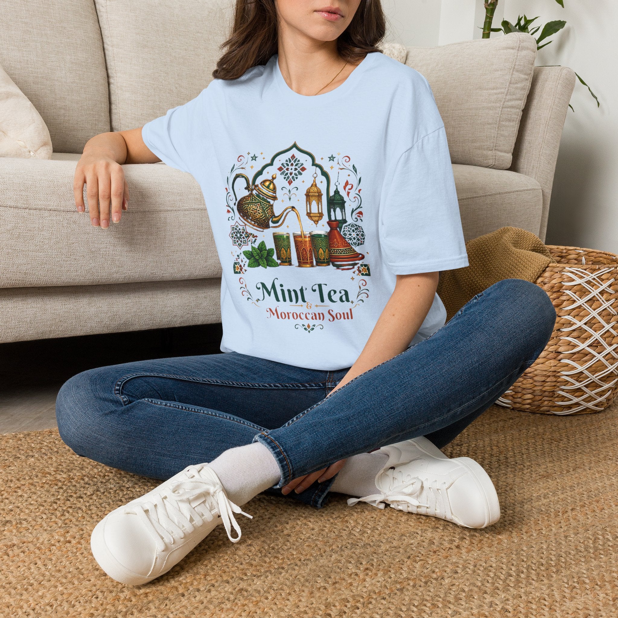 Mint Tea Moroccan Soul T-Shirt — Moroccan Tea Pot & Lantern Graphic