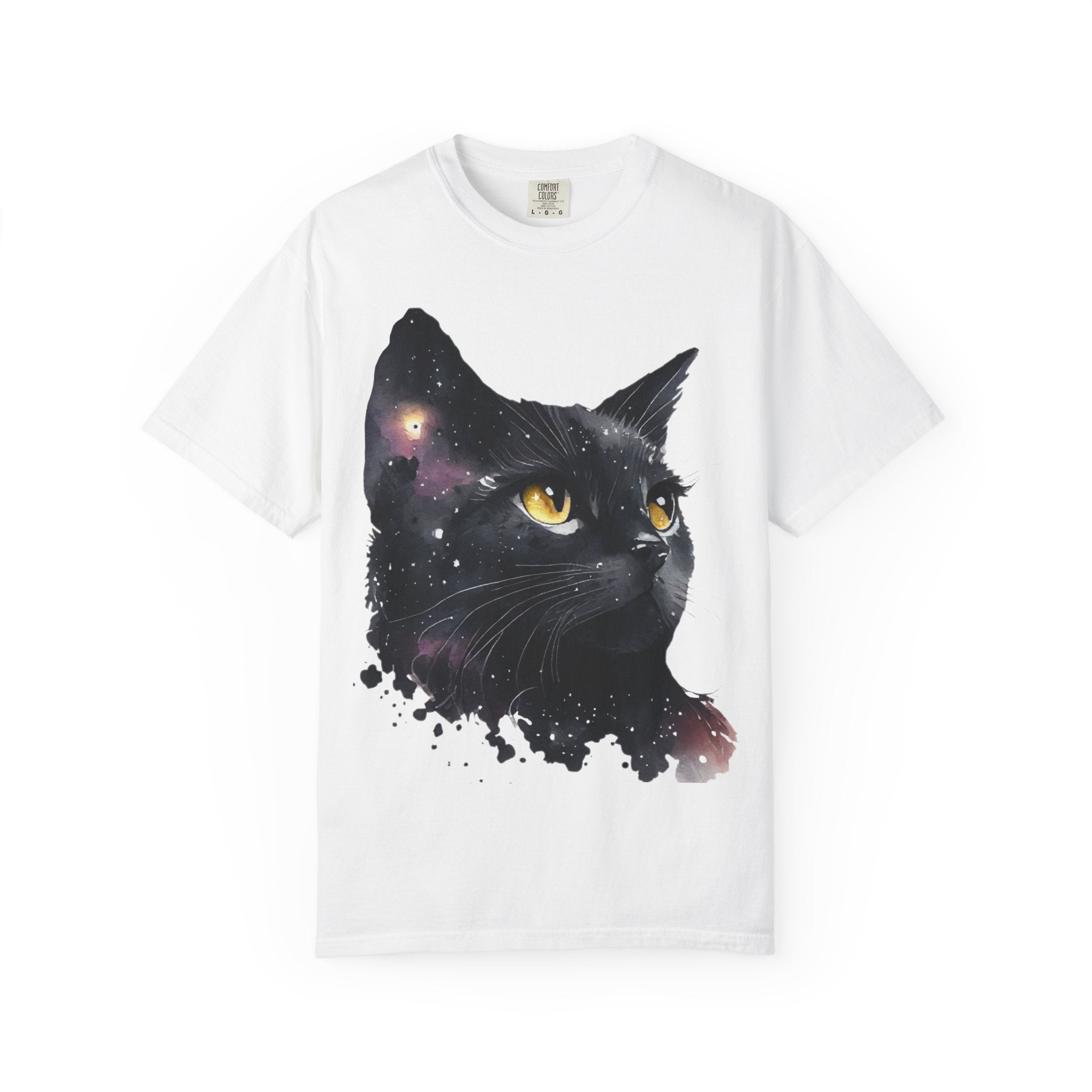 Galaxy Black Cat T-Shirt — Cosmic Cat Portrait Tee